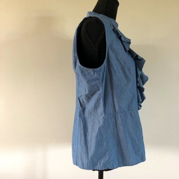 Womens Monteray Bay 100% Cotton button up ruffled sleeveless blouse size 12 - Picture 5 of 10